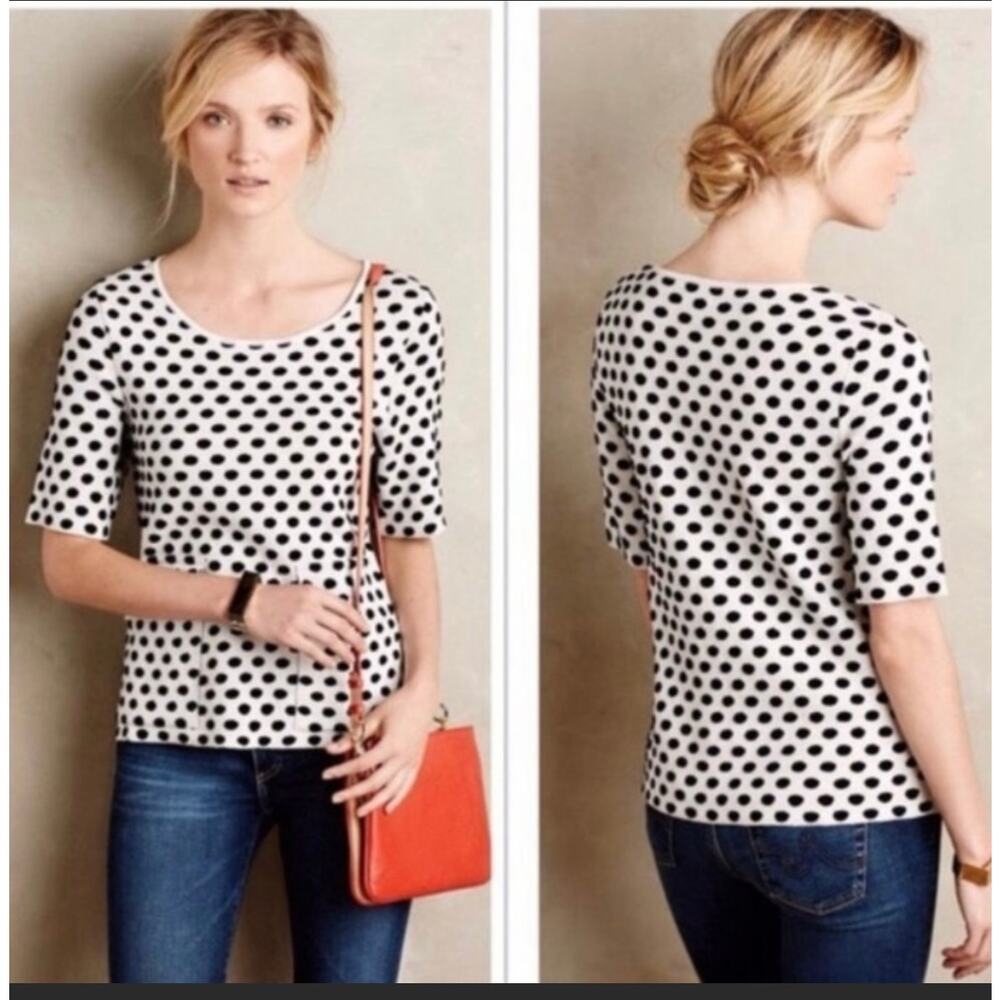 Moth Black and White Dotted Short Sleeve Tee
